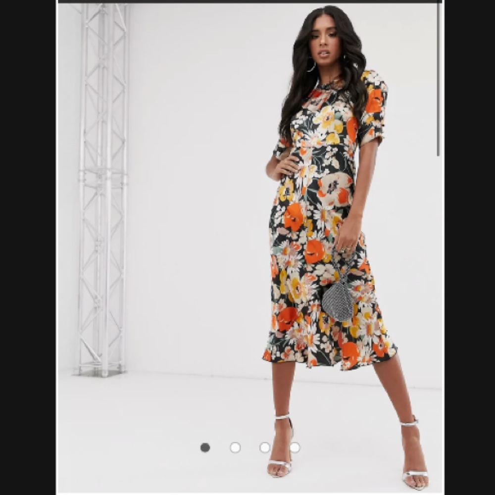 Floral satin midi dress